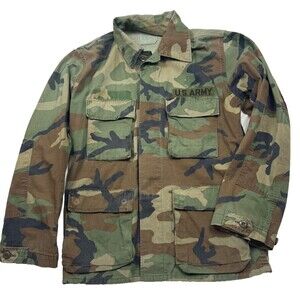 Vintage‎ US Army Woodland Camo BDU Field Jacket Small Regular M81 Military Coat